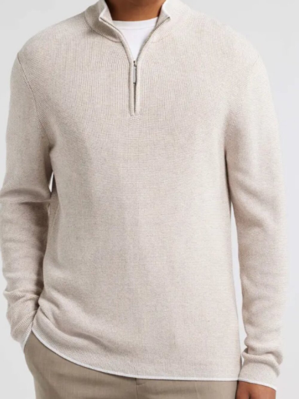 Jack Victor Daulac Quarter Zip Pullover Sweater Sand XXL
